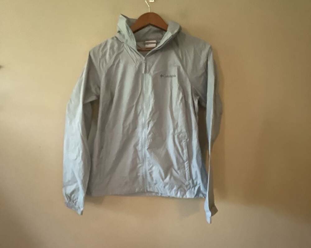 Columbia Full Zip Hooded Windbreaker Rain Jacket Grey